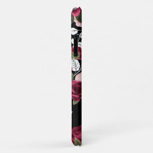 濃い赤のヴィンテージバラパターン Case-Mate iPhoneケース (裏面/右)