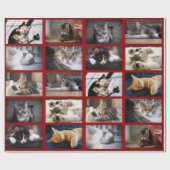 濃い赤の上に独自の10枚の写真コラージュを作成 ラッピングペーパー (フラット)