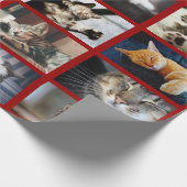 濃い赤の上に独自の10枚の写真コラージュを作成 ラッピングペーパー (角)