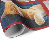 濃い赤の上に独自の10枚の写真コラージュを作成 ラッピングペーパー (ロールコーナー)