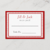 濃い赤の二重の幸せエレガント- プレイスカード (裏面)