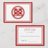 濃い赤の二重の幸せファンシー- プレイスカード (正面/裏面)
