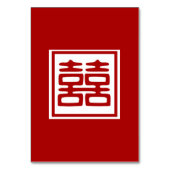 濃い赤の二重の幸せ – 四角 テーブルナンバー (裏面)