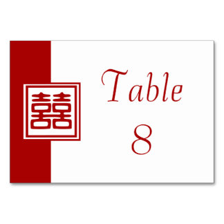 濃い赤の二重の幸せ – 四角 テーブルナンバー