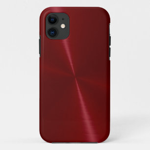 濃い赤の光沢のあるステンレス鋼金属 iPhone 11 ケース