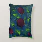 濃い赤の六角形の青みがかったノッチの仮想の葉 アクセントクッション (裏面(縦))