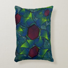 濃い赤の六角形の青みがかったノッチの仮想の葉 アクセントクッション