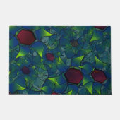 濃い赤の六角形の青みがかったノッチの仮想の葉 ドアマット (正面)