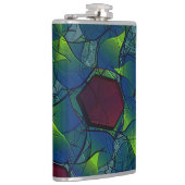 濃い赤の六角形の青みがかったノッチの仮想の葉 フラスク (右)