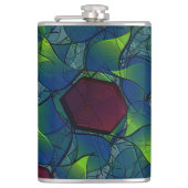 濃い赤の六角形の青みがかったノッチの仮想の葉 フラスク (正面)