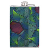 濃い赤の六角形の青みがかったノッチの仮想の葉 フラスク (裏面)