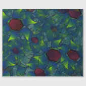 濃い赤の六角形の青みがかったノッチの仮想の葉 ラッピングペーパー (フラット)