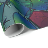 濃い赤の六角形の青みがかったノッチの仮想の葉 ラッピングペーパー (ロールコーナー)