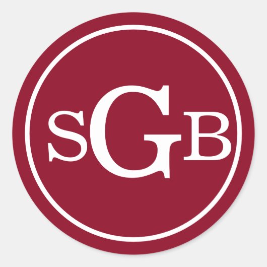 濃い赤の円形モノグラ伝統的ム ラウンドシール (正面)