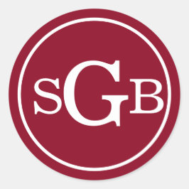 濃い赤の円形モノグラ伝統的ム ラウンドシール