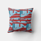 濃い赤の大きなモザイククラシカルの上の青い色合い クッション (裏面)