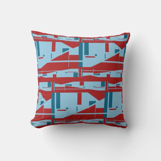 濃い赤の大きなモザイククラシカルの上の青い色合い クッション (正面)