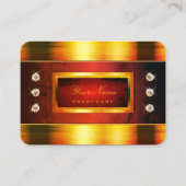 濃い赤の大理石のパターンで目を引く金ゴールド 名刺 (正面)