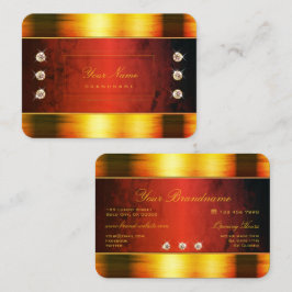 濃い赤の大理石のパターンで目を引く金ゴールド 名刺