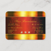 濃い赤の大理石のパターンで目を引く金ゴールド 名刺 (裏面)