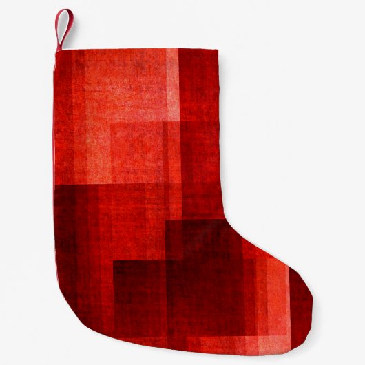 濃い赤の幾何学的背景 – 色付きのテクスチャ スモールクリスマスストッキング (正面)