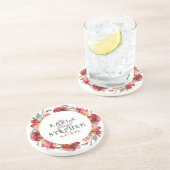 濃い赤の庭花リース コースター (側面)