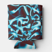 濃い赤の抽象芸術ストリップの淡いシアン色 缶クーラー (裏面)