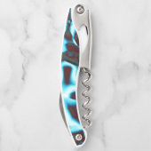 濃い赤の抽象芸術テープの淡いシアンの色合い ソムリエナイフ (裏面)