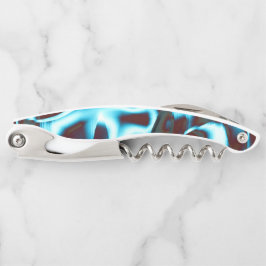 濃い赤の抽象芸術テープの淡いシアンの色合い ソムリエナイフ