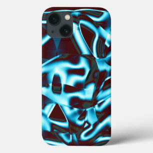 濃い赤の抽象芸術テープの淡いシアンの色合い iPhone 13ケース