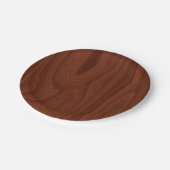 濃い赤の木のテクスチャ ペーパープレート (アングル)