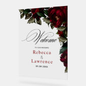 濃い赤の緑のフローラの結婚ムーディゴシックの歓迎 アクリルサイン (傾斜)