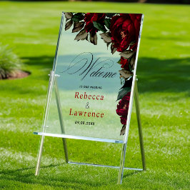 濃い赤の緑のフローラの結婚ムーディゴシックの歓迎 アクリルサイン