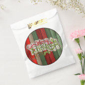 濃い赤の緑の風化木製の厚板パターン フェイバーバッグ (封をした状態)