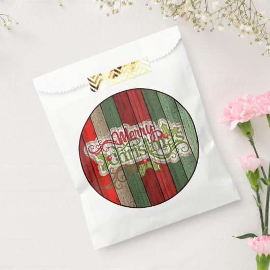 濃い赤の緑の風化木製の厚板パターン フェイバーバッグ (封をした状態)