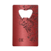 濃い赤の背景とフローラ旋回ジッポライター クレジットカード栓抜き (裏面)