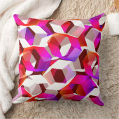 濃い赤の背景に多くの六角形が色付けされている クッション (ブランケット)