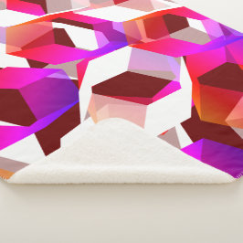 濃い赤の背景に多くの六角形が色付けされている シェルパブランケット