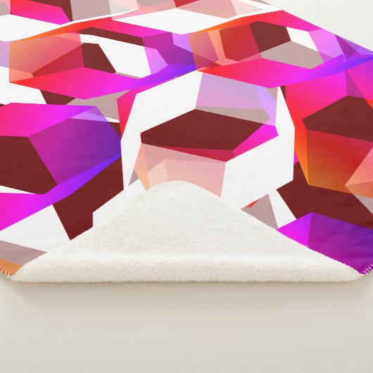 濃い赤の背景に多くの六角形が色付けされている シェルパブランケット (3/4)