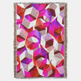 濃い赤の背景に多くの六角形が色付けされている スローブランケット