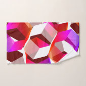 濃い赤の背景に多くの六角形が色付けされている バスタオルセット (ハンドタオル)