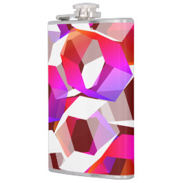 濃い赤の背景に多くの六角形が色付けされている フラスク