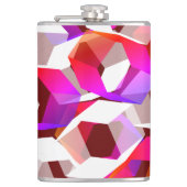 濃い赤の背景に多くの六角形が色付けされている フラスク (正面)