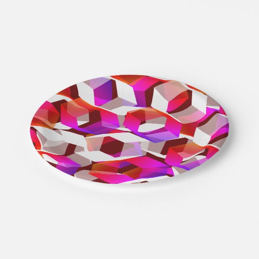 濃い赤の背景に多くの六角形が色付けされている ペーパープレート (アングル)