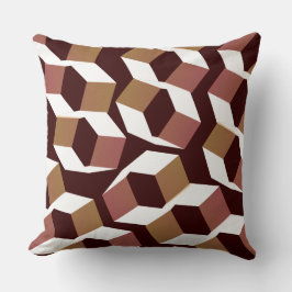 濃い赤の背景に奇妙な赤い六角 クッション