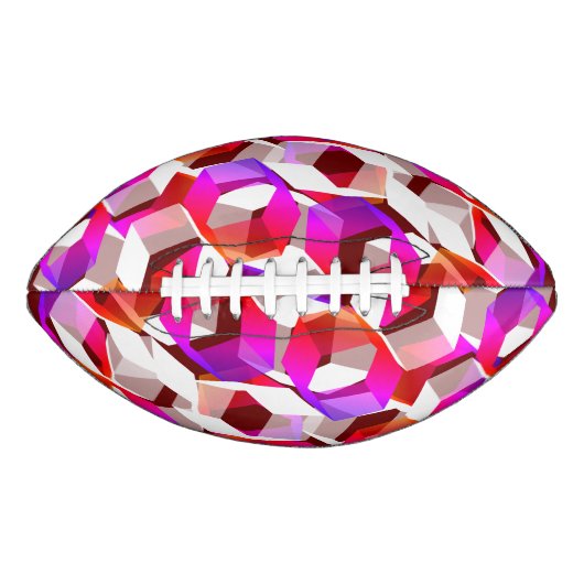 濃い赤の背景に白、赤からピンクの六角形 アメリカンフットボール (正面)