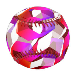 濃い赤の背景に白、赤からピンクの六角形 野球ボール