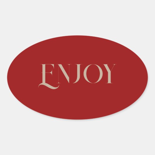 濃い赤の背景ステッ楽しむカー 楕円形シール (正面)