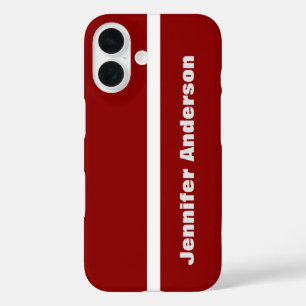 濃い赤の色パーソナライズされた名 iPhone 16ケース