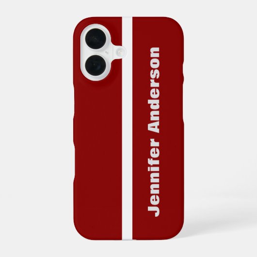 濃い赤の色パーソナライズされた名 iPhone 16ケース (裏面)